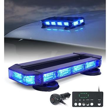 Imagem de LUMENIX Barra De Luzes Estroboscópicas De Teto, Barra De Luz De Trânsito De Polícia De Led Azul Com Base Magnética Resistente, Luz De Aviso De Segurança Piscante Para Primeiros Socorros Para Veículo