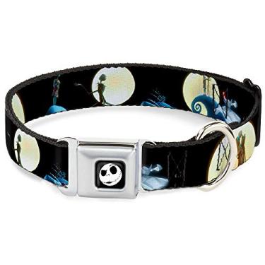 Imagem de Buckle-Down Coleira para cães com fivela de cinto de segurança – NBC Jack & Sally Moon Scenes – 3,8 cm de largura – serve para pescoço de 40,6 a 58,4 cm – Médio