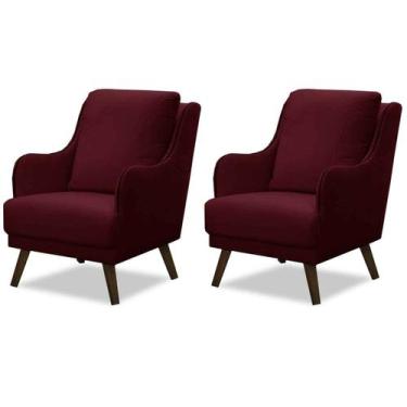Imagem de Kit 2 Poltronas para Sala Decorativas c/ Tachas Sarah - Konfort, Velud