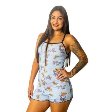 Imagem de Macaquinho Pijama Estampado Personagens Temático Design Divertido Ondi