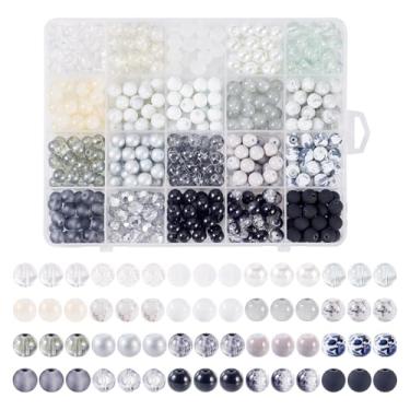 Imagem de Magibeads 500 peças pulseiras de vidro contas 8-9 mm preto branco cinza contas de pônei redondas pulseira amizade fazendo kit de charme para homens artesanato DIY joias fabricação suprimentos