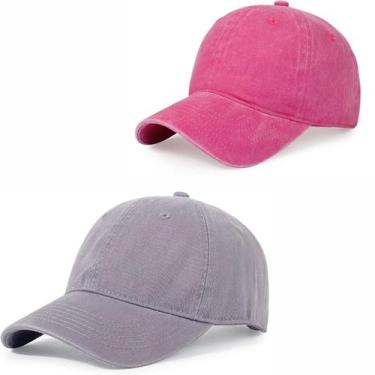 Imagem de Boné Aba Curva Sarja Lavado Liso Old Desbotado Praia Dad Hat 2 Unidade