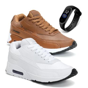 Imagem de Combo 2 Pares Tênis Masculino RS6 Caminhada e Corrida + Relógio-Masculino