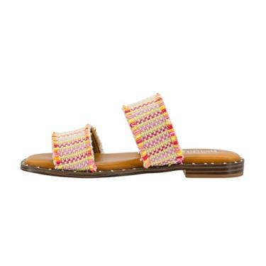 Imagem de Corkys Footwear Sandálias Afrayed Of What | Palmilhas acolchoadas, tachas elegantes, tiras desgastadas | Chique e confortável para usar na primavera/verão, Combo rosa, 41