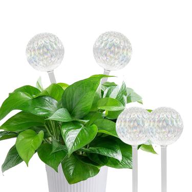 Imagem de TourKing 4 bolas de irrigação de plantas, inserções de vaso de flores autoirrigáveis, artesanato de vidro colorido, bolas de água auto-irrigáveis para plantas internas e externas