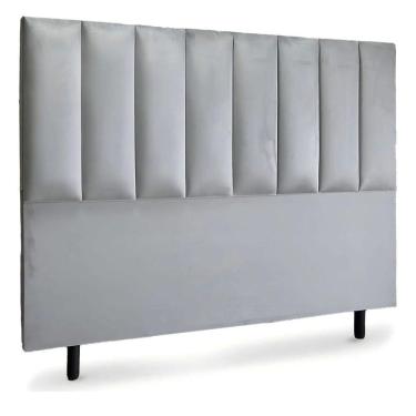 Imagem de Cabeceira De Cama Box Roma Casal 140 Cm Suede Prata Eli Móveis E Decoração