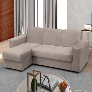 Imagem de Sofá 3 lugares com Chaise Bia Esquerdo Suede Bege Madelina Decor