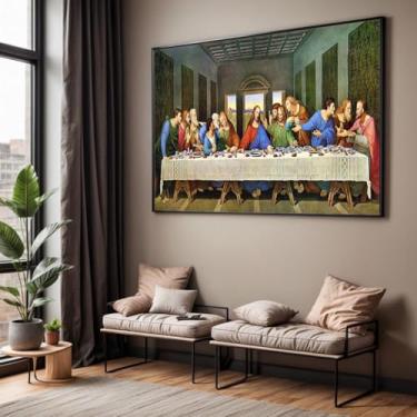 Imagem de Quadro com Moldura Sala Quarto 130x90 Santa Ceia Religioso Decorativo Horizontal Grande Hall