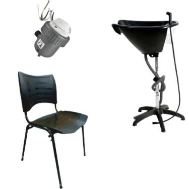 Imagem de Kit Lavatório Portátil + Cadeira Plástica preta + Aquecedor - SD