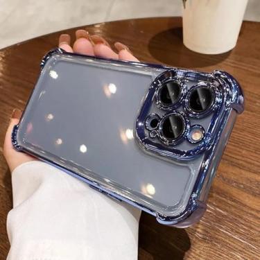 Imagem de HPQWN For Samsung S24 Ultra Luxury Magnetic Mirror Holder Case (For Samsung S24 Ultra/Blue)