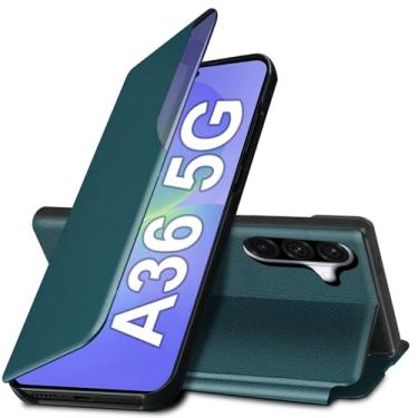 Imagem de Capa flip para Galaxy A36 para Samsung Galaxy A36 5G, capa de couro slim fit transparente para celular Samsung A36 com suporte, resistente, resistente à prova de choque (16,64 polegadas, 2025) (verde)