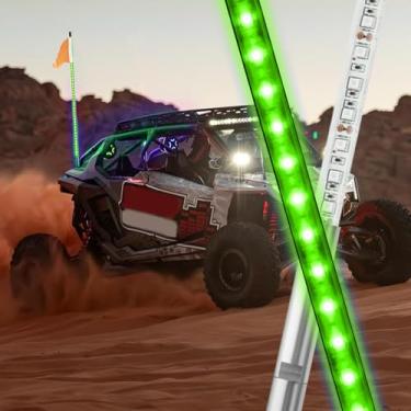 Imagem de Chicote de luz LED de 900 cm para UTV, antena de LED AAIWA para quadriciclo de LED, chicotes de antena de luz verde para buggy de duna de areia RZR Polaris off-road 4 x 4