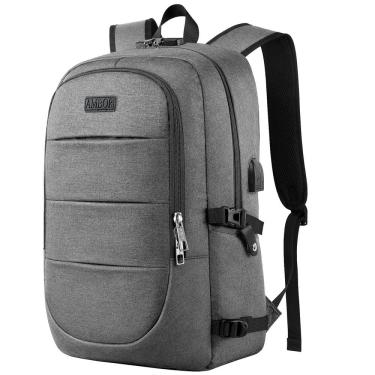 Imagem de Mochila AMBOR Travel Laptop 18,4 polegadas, cinza anti-roubo