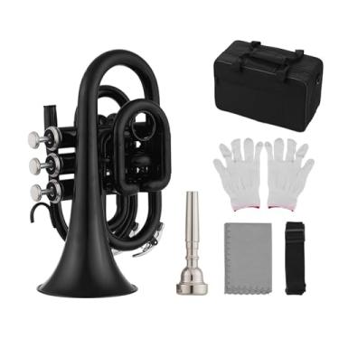 Imagem de Trompete Bb de Tamanho Mini, Trompete de Bolso de Latão Leve Com Estojo de Transporte para Estudantes, Iniciantes ou Amantes de Instrumentos de Sopro, Fácil de Segurar Com Uma
