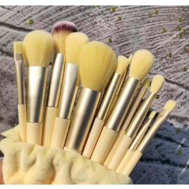 Imagem de kit 13 pincel de maquiagem completo (Amarelo)
