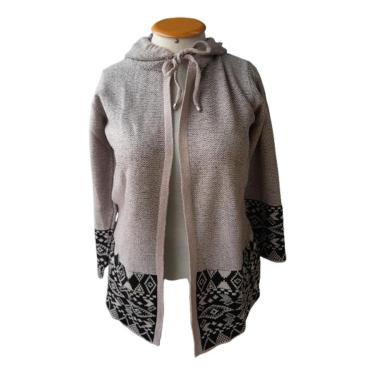 Imagem de Poncho Capa Feminino Tricot Mousse Premium Touca Plus Size-Feminino