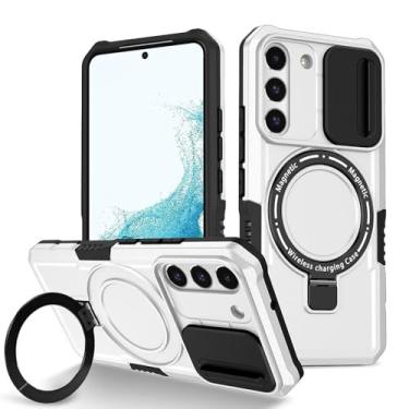 Imagem de Capa de celular à prova de choque para Samsung Galaxy S21 S22 S23 S24 S20 Note20 Plus Ultra FE Capa magnética com carga sem fio, preta e branca, para Galaxy S22 Ultra