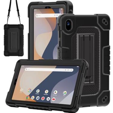 Imagem de Capa para tablet Onn de 7 polegadas modelo 2024, para Onn 7 2024 modelo 100135924, à prova de choque, para crianças, corpo inteiro com alça de ombro para Walmart Onn 7 2024 modelo 100135924 (preto)