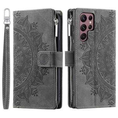 Imagem de HJZSZX Para Samsung S24 Ultra Crossbody Couro Flip Case Lanyard Zip Wallet Phone Cover (Para Samsung S24 Ultra/preto)