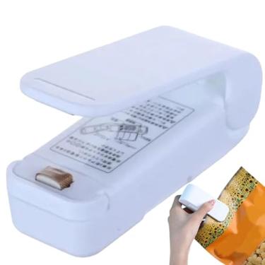 Imagem de Mini seladora de saco seladora magnética a quente, alimentada por bateria, seladora fácil de selar, seladora de saco ABS portátil para selar frutas, legumes, lanches e muito mais