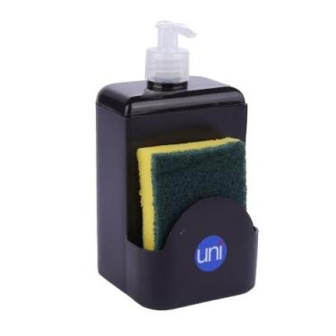 Imagem de Porta Suporte Detergente com Esponja, 570ml, (Preto)