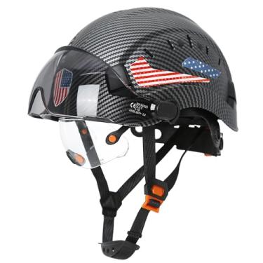 Imagem de PerldVerge Capacete De Construção Com Viseira - Fibra Carbono Preto Fosco Aprovado Pela Osha Protetor Facial E Viseira, Segurança Para Construção/Silvicultura/Arboricultura Tiras Queixo, Suspensão 6