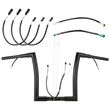Imagem de Prewired Guidão Rise Ape Hangers De 1,5" Fat 12" Para Harley Road Glide Fltr/Road Special Fltrxs/Road Ultra Fltru 2014-2023, Com Fio Can-Bus Pré-Cabeado E Linha Guia, Preto