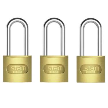 Imagem de Kit 6 Cadeados De Segurança Com Haste Longa 32mm Chave Tetra - Stam, K
