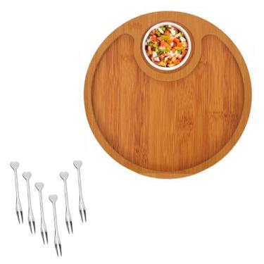 Imagem de kit Tábua frios petiscos garfinhos e molheira - Clink
