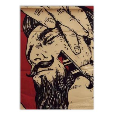 Imagem de Placa Decorativa Barbeiro Estilo Retro Navalha Decoração Poster Quarto Sala