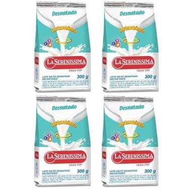 Imagem de 4 Pacotes Leite em Pó Desnatado LA SERENÍSSIMA Sachê 300g - LA SERENIS