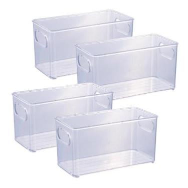 Imagem de Kit 4 Organizador Multiuso 10x20cm transparente para Geladeira Armário