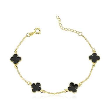 Imagem de Pulseira Trevo de Quatro Folhas Folheada a Ouro 18k - Maise Joias