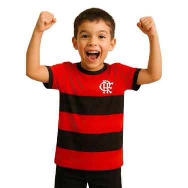 Imagem de Camiseta Infantil Flamengo Listras Oficial - Revedor, Vermelho, Preto,