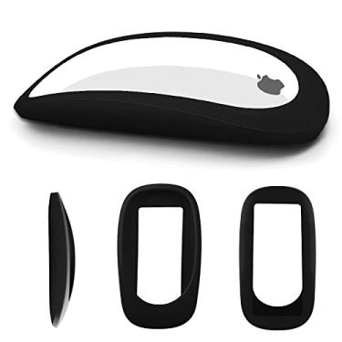 Imagem de Capa elástica contra poeira para Apple Magic Mouse 1 e 2, capa protetora de silicone antiarranhões bolsa de transporte, Preto