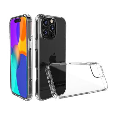 Imagem de ONES Capa transparente para iPhone 16 Pro HD · Proteção MIL · ♚ Airbags à prova de choque. Ressonância do alto-falante: protetor de tela e lente. Antiderrapante, orifício para tira, capa de silicone