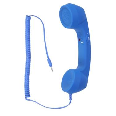 Imagem de UKCOCO Aparelho telefônico retrô de 3,5 mm com tom ajustável, receptor à prova de prova para telefones celulares - Telefone celular azul clássico