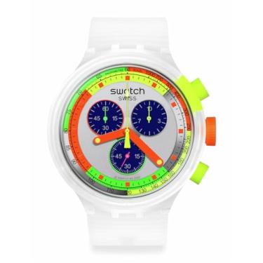 Imagem de Swatch Relógio casual transparente quartzo plástico NEON Jelly, Transparente.