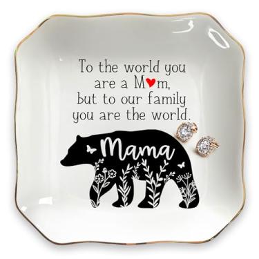 Imagem de OASSIE Presentes de Dia das Mães da Filha e Filho - Presentes de aniversário para mulheres, mamãe sogra madrasta, travessa, presentes para mãe - Bandeja de pratos de porcelana de 10 x 10 cm