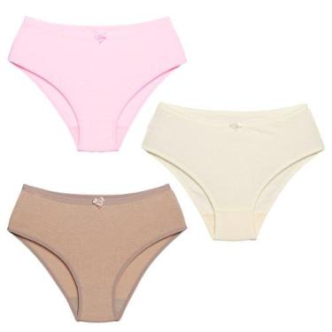Imagem de 3 Calcinhas Luminate 22151 Cotton Rosa Marfim Choco, G