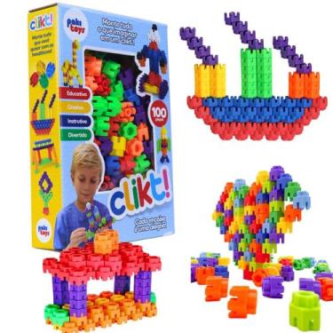 Imagem de Blocos De Montar Brinquedo Infantil 100 Peças Educativo 1544 Paki Toys