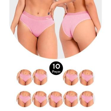 Imagem de Kit 10 Calcinha Cotton Confort Algodão Tanga Básica Feminina Conforto 