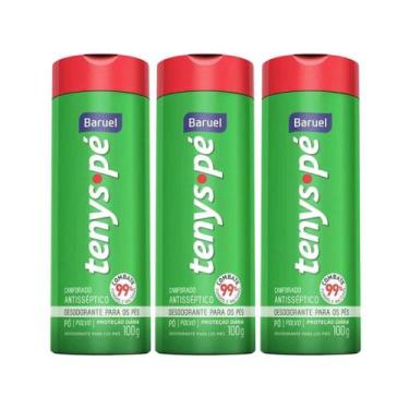 Imagem de Kit C3 Talco Para Os Pés Canforado 100g Tenys Pé  Baruel