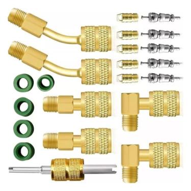 Imagem de Mini adaptador dividido 5/16 para 1/4 acoplador R410A adaptador de mangueira de refrigerante acoplador removedor de núcleo de válvula para condicionadores de ar