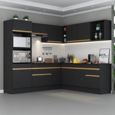Imagem de Cozinha Completa De Canto Mp2080 Com Armário E Balcão Preta