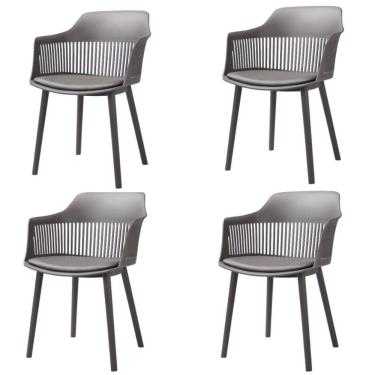 Imagem de Kit 4 Cadeiras Marcela Rivatti Almofada Em Pu Polipropileno Cinza