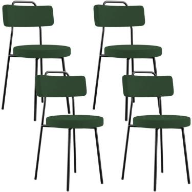 Imagem de Kit 04 Cadeiras Decorativas Estofada Sala De Jantar Barcelona L02 Suede Verde Musgo - Lyam Decor