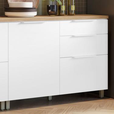 Imagem de Balcão 1 Porta 3 Gavetas 120Cm 100% Mdf Marquesa Branco/Nature