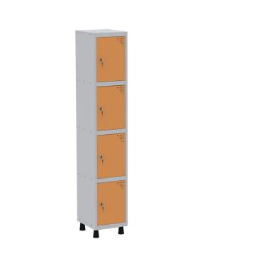 Imagem de Roupeiro Em Aço Mt 1v 4 Portas - Fechadura Cinza-laranja Picasso