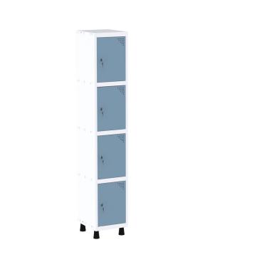 Imagem de Roupeiro Em Aço Mt 1v 4 Portas - Fechadura Branco-azul Dalli